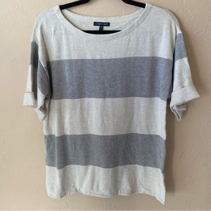 Eileen Fisher Gray Striped Short Sleeve Sweater Top Small